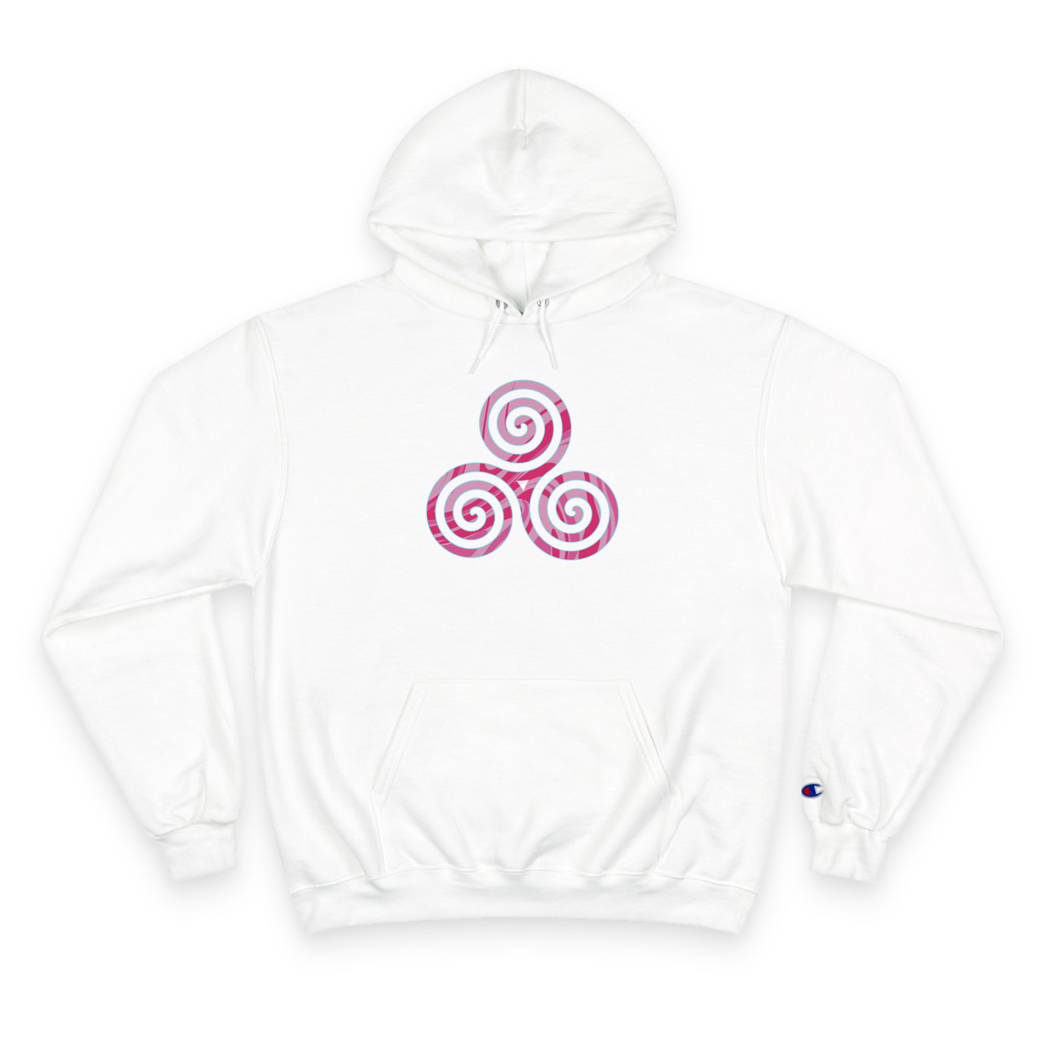 Spiral Design Champion Hoodie, Cozy Sweatshirt, Unique Gift, Fashionable Layering, Casual Style, Holiday Apparel